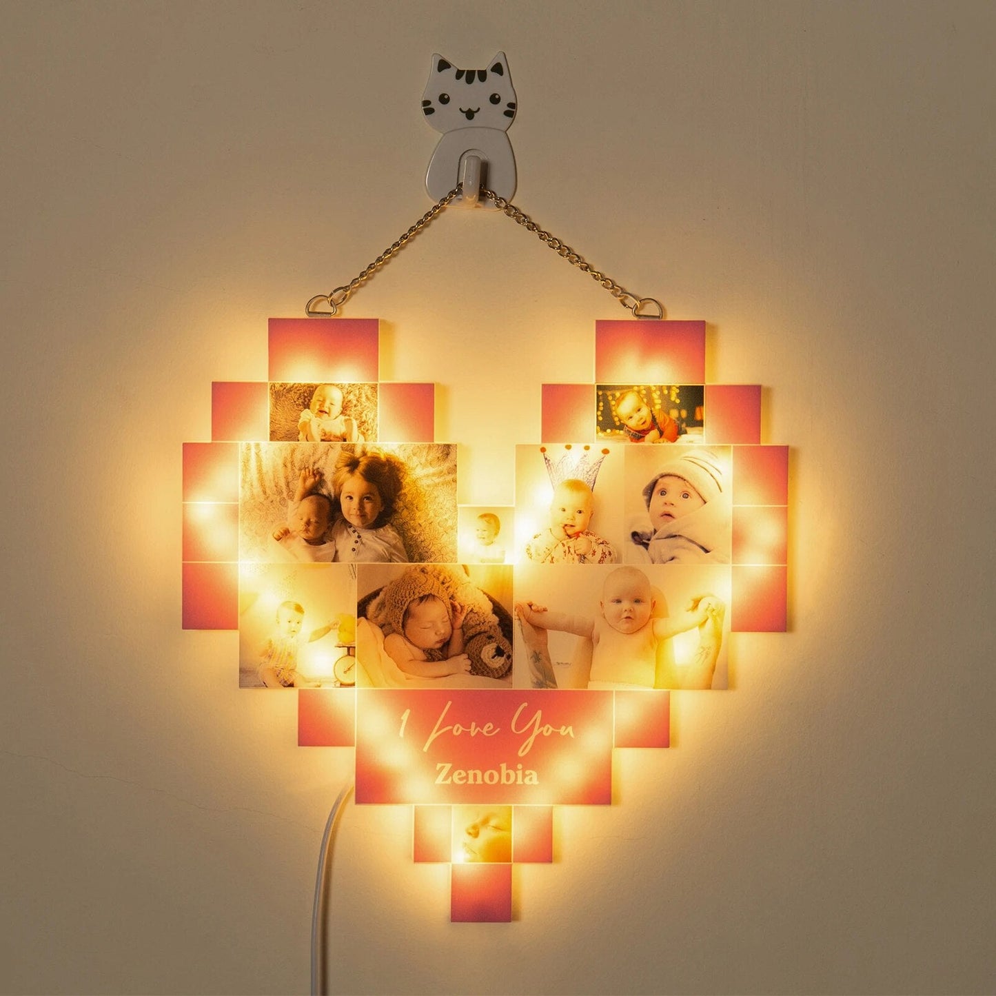 Quadro de Coração com Fotos e Nomes Personalizados - Mi Quadros
