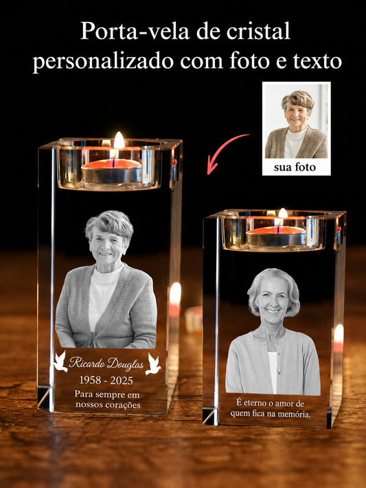 Porta-Vela Memorial em Cristal Personalizado
