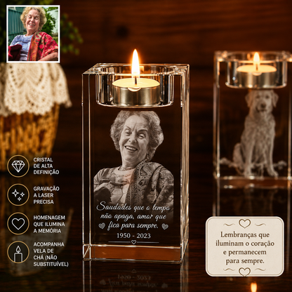 Porta-Vela Memorial em Cristal Personalizado