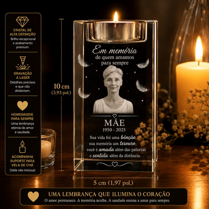 Porta-Vela Memorial em Cristal Personalizado