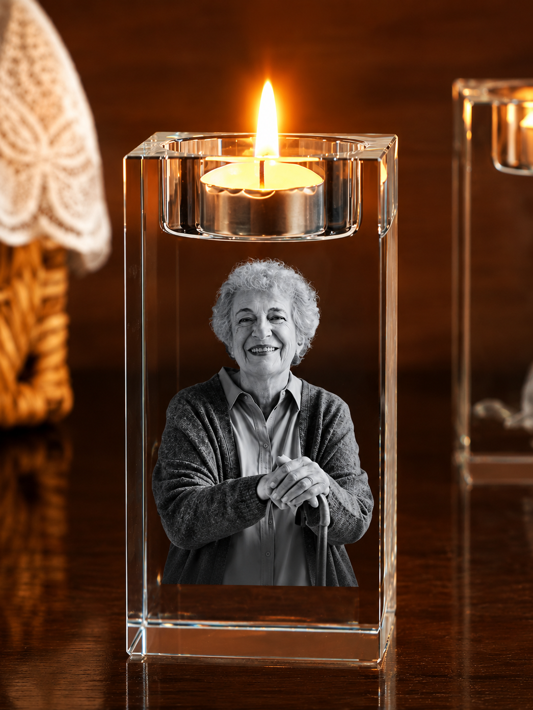 Porta-Vela Memorial em Cristal Personalizado
