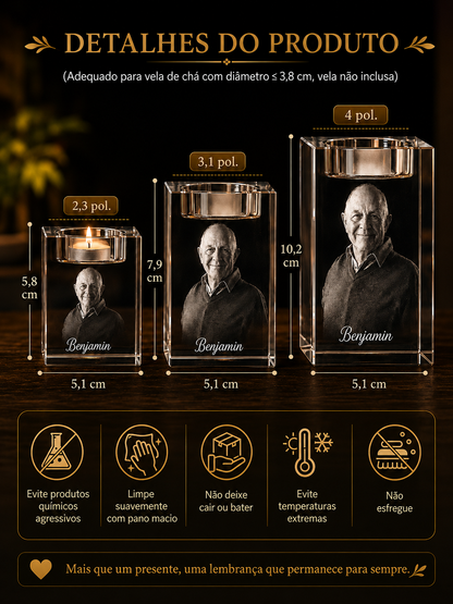 Porta-Vela Memorial em Cristal Personalizado