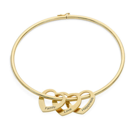 Bracelete de Coração com 3 ou 4 Nomes Personalizados