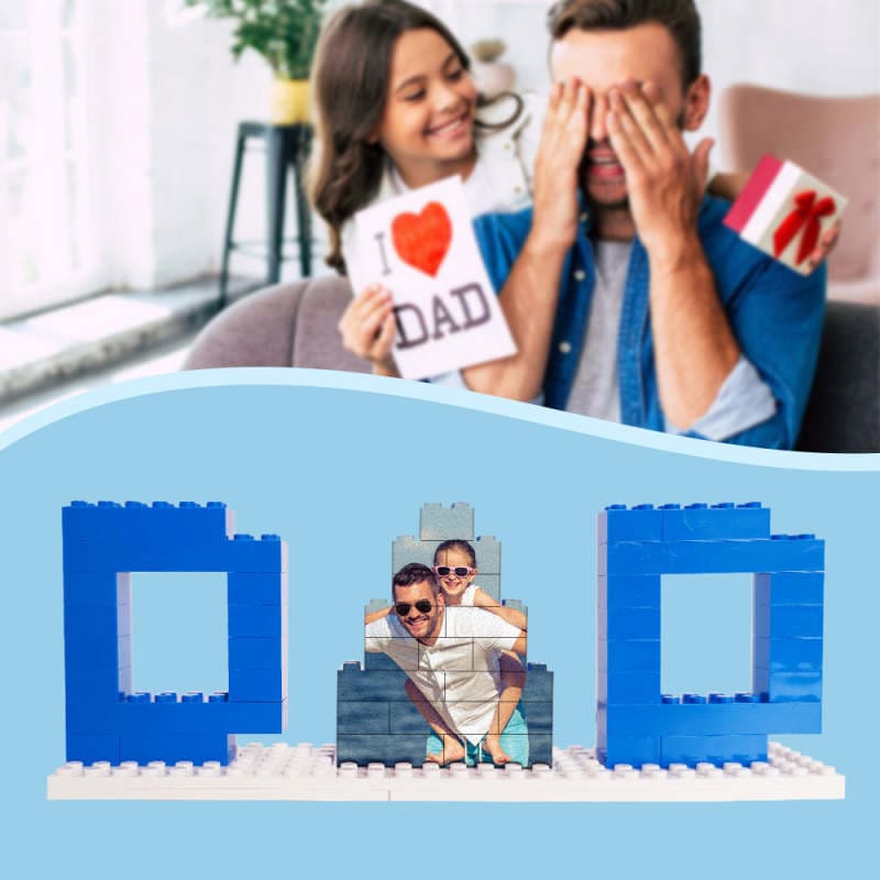 Quebra-cabeças de tijolos para construção de fotos do pai