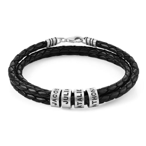 PULSEIRA DE COURO COM NOMES™ PERSONALIZADO - PRESENTE ESPECIAL PARA OS PAPAIS