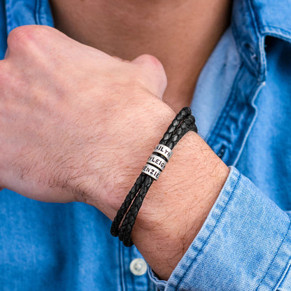 PULSEIRA DE COURO COM NOMES™ PERSONALIZADO - PRESENTE ESPECIAL PARA OS PAPAIS