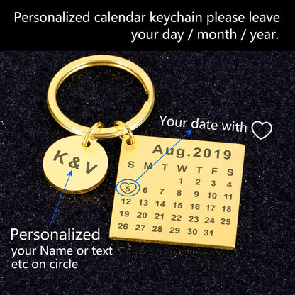 Chaveiro Calendário DATA/MÊS/ANO + ESCRITA (até 10 letras)