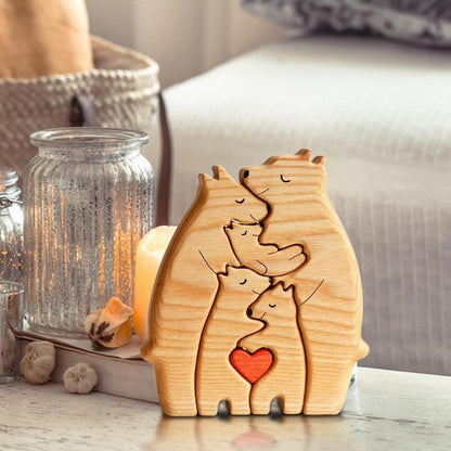 Escultura "Família Urso" – O Abraço que Nos Une (Madeira Personalizada 🐻)