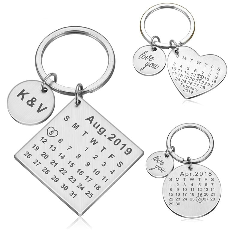 Chaveiro Calendário DATA/MÊS/ANO + ESCRITA (até 10 letras)