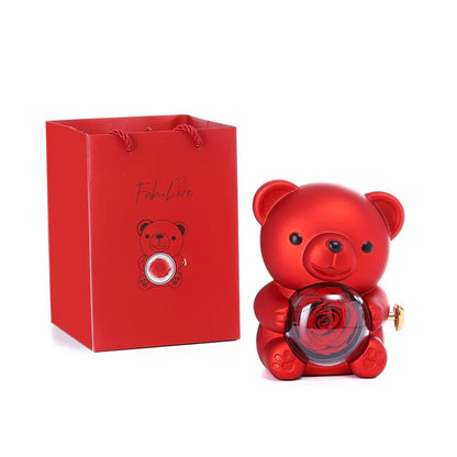 Urso Giratório com Rosa + Colar de Coração Personalizado🧸
